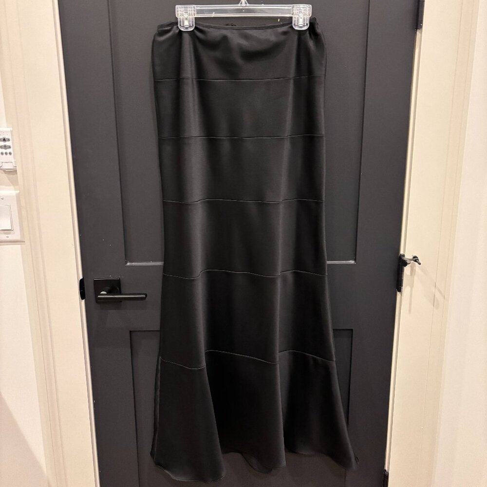 Ignite Evenings Long Black Skirt Horizontal Pleat 10